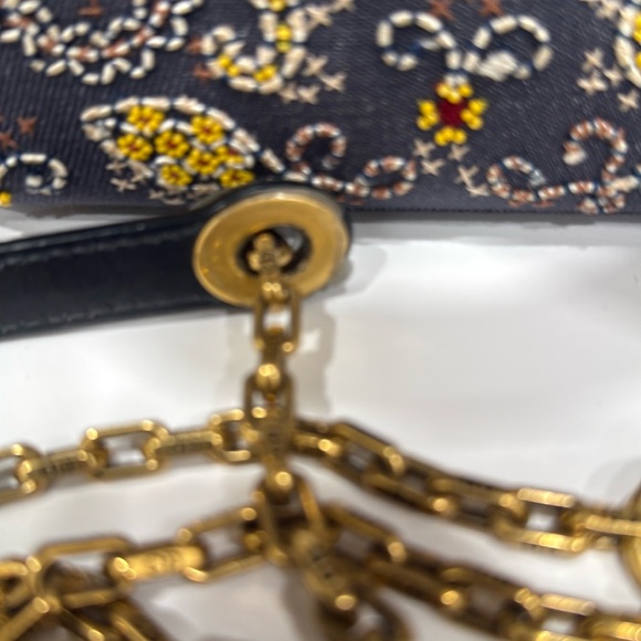 LADY DIOR DENIM ALL HAND STUDDED AND STITCHED with beautiful gold hardware SMALL - Picture 9 of 10